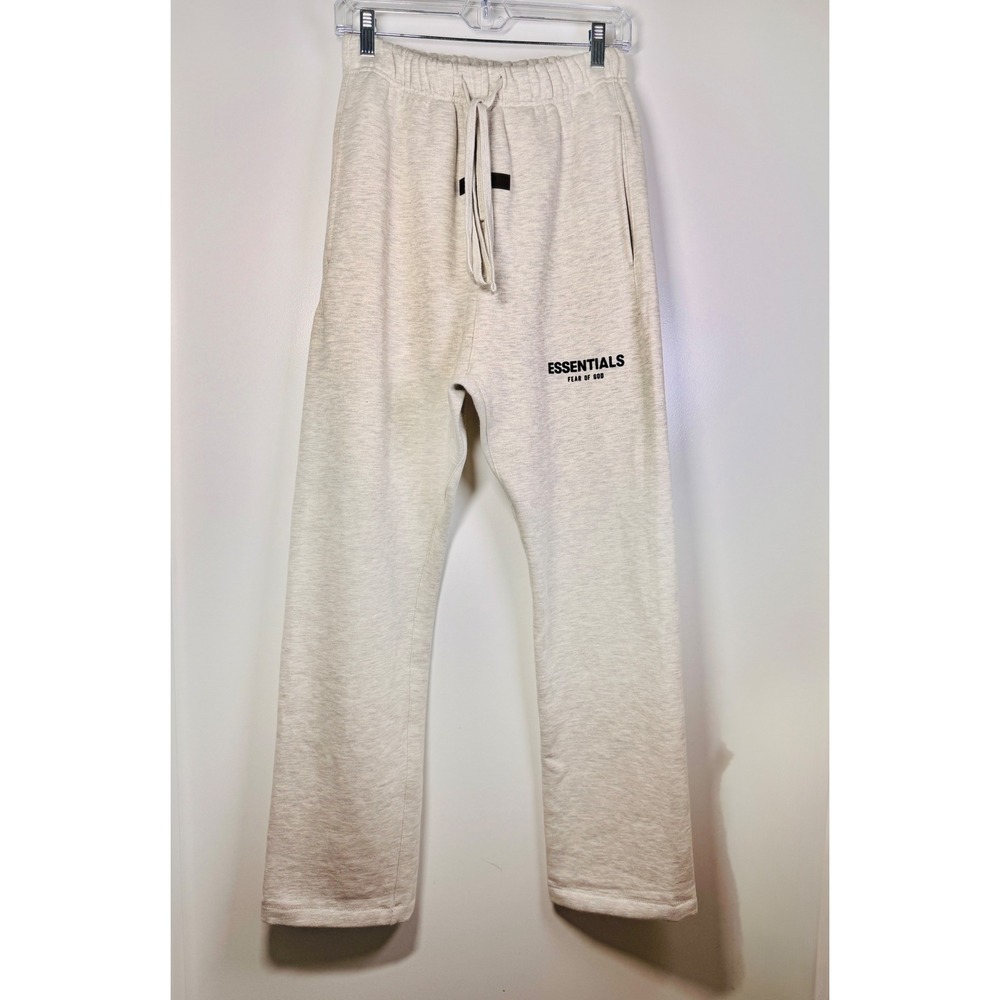 Fear of God Essentials Sweatpants Men Small Oatmeal Logo Straight Leg Streetwear